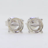 Sterling Silver Semi Mount Earrings Setting RD 6x6mm Stud 4 Prongs Stud - Syzjewelry